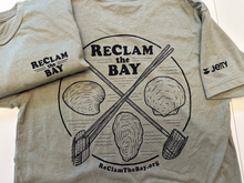 Load image into Gallery viewer, Jetty T Shirt: Shells and Rakes RCTB shirt: Clay, Charcoal, Toast, and our newest color: Light Olive